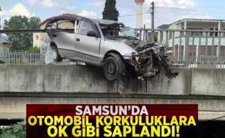 Samsun'da Otomobil Korkuluklara Ok Gibi Saplandı! 1 yaralı