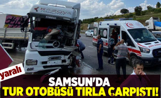 Samsun'da Tur Otobüsü ile Tır Çarpıştı! 3 yaralı