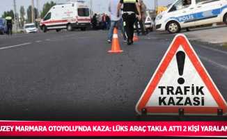 Kuzey Marmara Otoyolu’nda kaza: Lüks araç takla attı 2 kişi yaralandı