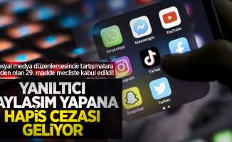 Sosyal medya düzenlemesinde tartışmalara neden olan 29. madde mecliste kabul edildi! Yanıltıcı paylaşım yapana hapis cezası geliyor