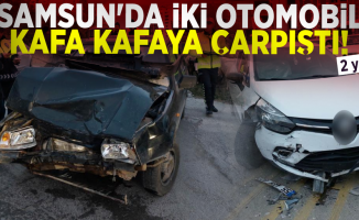 Samsun'da İki Otomobil Kafa Kafaya Çarpıştı! 2 Yaralı