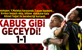Kabus Gibi Bir Geceydi! 1-1 Samsunspor, Y.Malatya karşısında 2 puan kaybetti... Kırmızı beyazlı ekip, bitime dakikalar kala Ahmet Sağat ile beraberliği kutardı. 