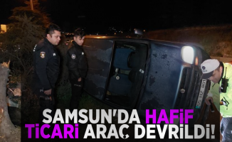 Samsun'da Hafif Ticari Araç Devrildi! 1 Yaralı