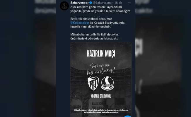 Sakaryaspor-Kocaelispor hazırlık maçı gelirlerini depremzedelere bağışlayacak