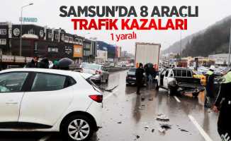 Samsun'da 8 araçlı trafik kazaları: 1 yaralı