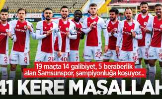 19 maçta 14 galibiyet, 5 beraberlik alan Samsunspor, şampiyonluğa koşuyor... 41 KERE MAŞALLAH 