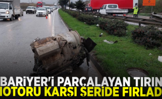 Samsun'da bariyeri parçalayan tırın motoru karşı şeride fırladı: 1 yaralı