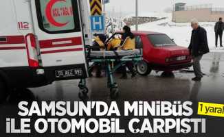 Samsun'da minibüs ile otomobil çarpıştı: 1 yaralı