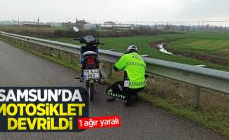 Samsun'da motosiklet devrildi: 1 ağır yaralı