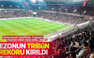 Samsunsporlu taraftarlar, Tuzlaspor maçında tribün dersi verdi... Sezonun tribün rekoru kırıldı 