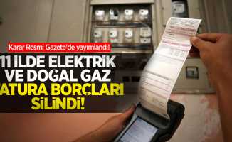 Karar Resmi Gazete'de yayımlandı! 11 ilde elektrik ve doğal gaz fatura borçları silindi