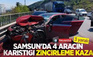 Samsun'da 4 aracın karıştığı zincirleme kaza: 3 yaralı