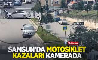 Samsun'da motosiklet kazaları kamerada
