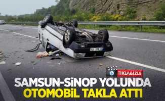 Samsun-Sinop yolunda otomobil takla attı: 2 yaralı