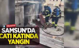 Samsun'da çatı katında yangın