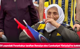 100 yaşındaki Fenerbahçe taraftarı Remziye nine Cumhuriyet Yürüyüşü’ne katıldı