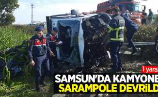 Samsun'da kamyonet şarampole devrildi: 1 yaralı