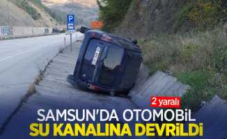 Samsun'da otomobil su kanalına devrildi: 2 yaralı