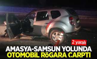 Amasya-Samsun yolunda otomobil rögara çarptı: 2 yaralı