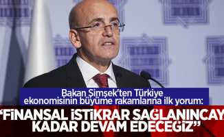 Bakan Şimşek'ten Türkiye ekonomisinin büyüme rakamlarına ilk yorum:  finansal istikrar sağlanıncaya kadar devam edeceğiz