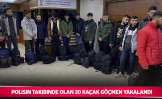 Polisin takibinde olan 20 kaçak göçmen yakalandı