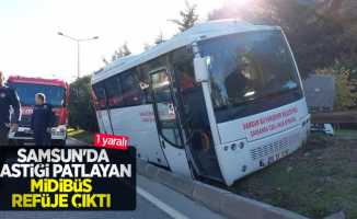 Samsun'da lastiği patlayan midibüs refüje çıktı: 1 yaralı