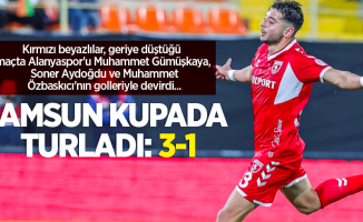Kırmızı beyazlılar, geriye düştüğü maçta Alanyaspor'u Muhammet Gümüşkaya, Soner Aydoğdu ve Muhammet Özbaskıcı'nın golleriyle devirdi... SAMSUN KUPADA TURLADI 3-1