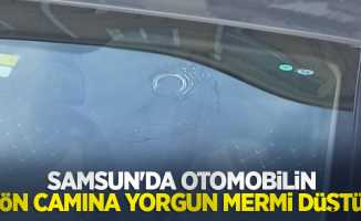 Samsun'da otomobilin ön camına yorgun mermi düştü