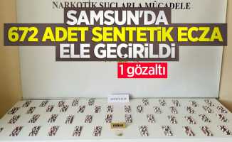 Samsun'da 672 adet sentetik ecza ele geçirildi: 1 gözaltı