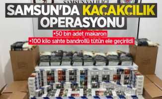Samsun'da kaçakçılık operasyonu: 50 bin adet makaron ve 100 kilo sahte bandrollü tütün ele geçirildi
