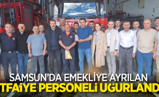 Samsun'da emekliye ayrılan itfaiye personeli uğurlandı