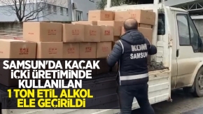 Samsun'da kaçak içki üretiminde kullanılan 1 ton etil alkol ele geçirildi