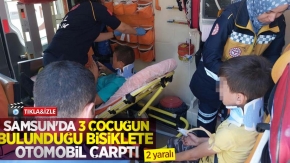 Samsun#039;da 3 çocuğun bulunduğu bisiklete otomobil çarptı: 2 yaralı