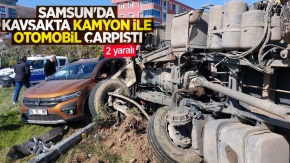 Samsun'da kavşakta kamyon ile otomobil çarpıştı: 2 yaralı