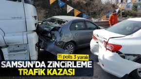 Samsun'da zincirleme trafik kazası: 1'i polis 3 yaralı