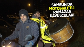 Samsun'da motosikletli Ramazan davulcuları