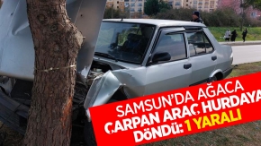 Samsun’da ağaca çarpan araç hurdaya döndü: 1 yaralı